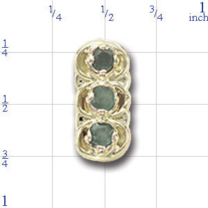 B1188 14K SLIDE WITH 3 ROUND EMERALD 